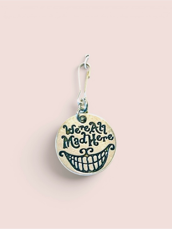 Alaska wild Rose designs Accessories - 'We're All Mad Here' Charm backpack, bags, etc. Alice in Wonderland Silver
